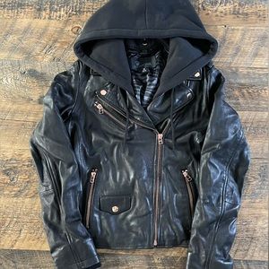 Goose Craft Real Leather Jacket with rose gold hardware
